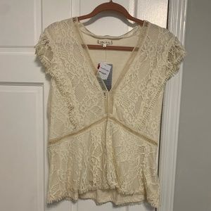 Willow & Clay beige lace shirt